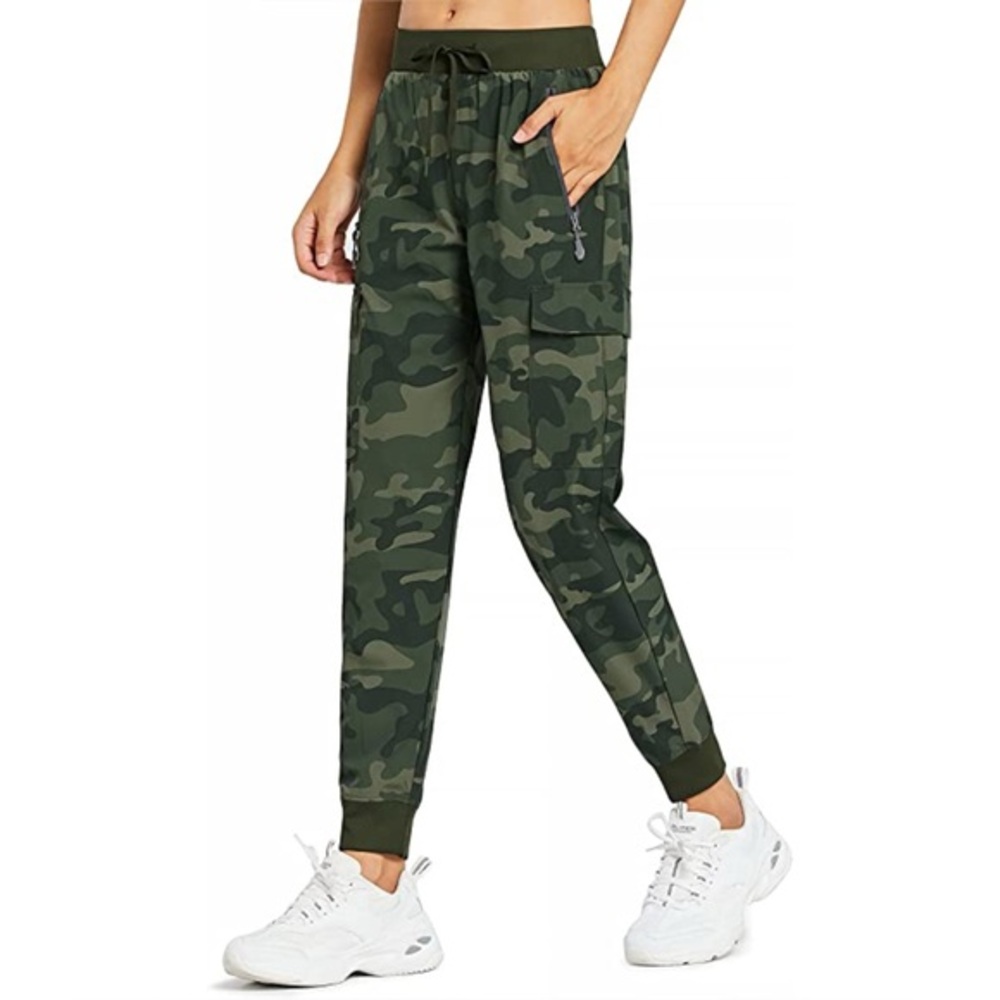 Libin green camo cargo joggers lightweight pants S‎